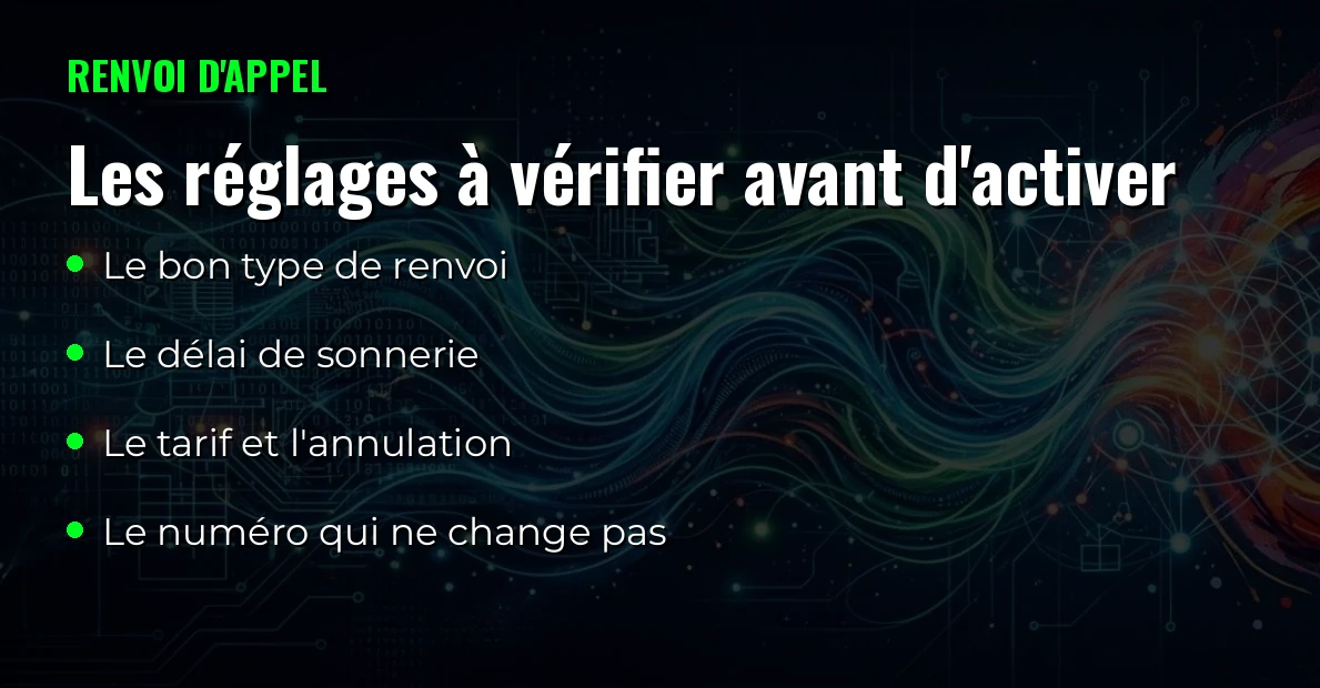 Les quatre réglages à vérifier avant d'activer un renvoi d'appel vers un standardiste IA.
