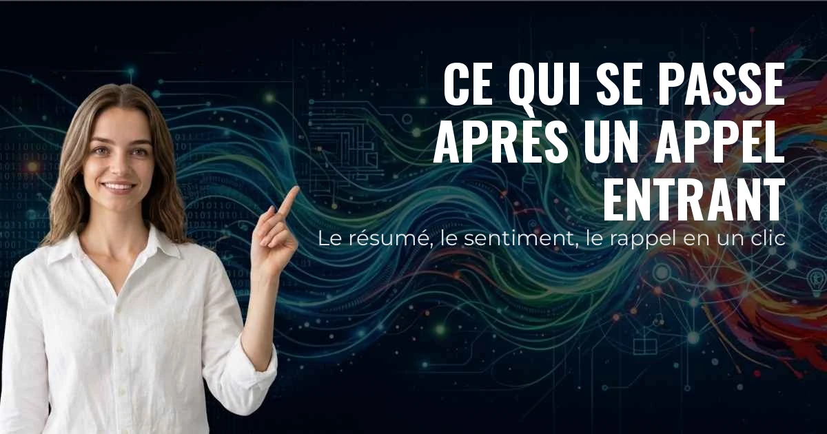 Ce qui se passe après un appel entrant — Le résumé, le sentiment, le rappel en un clic